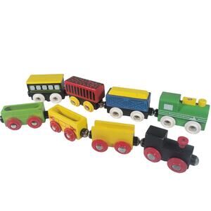 Wooden Toy Trains Magnetic Colorful Cars Locomotive Replacement Pieces Lot Set